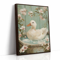 White Duck Among Spring Blossoms