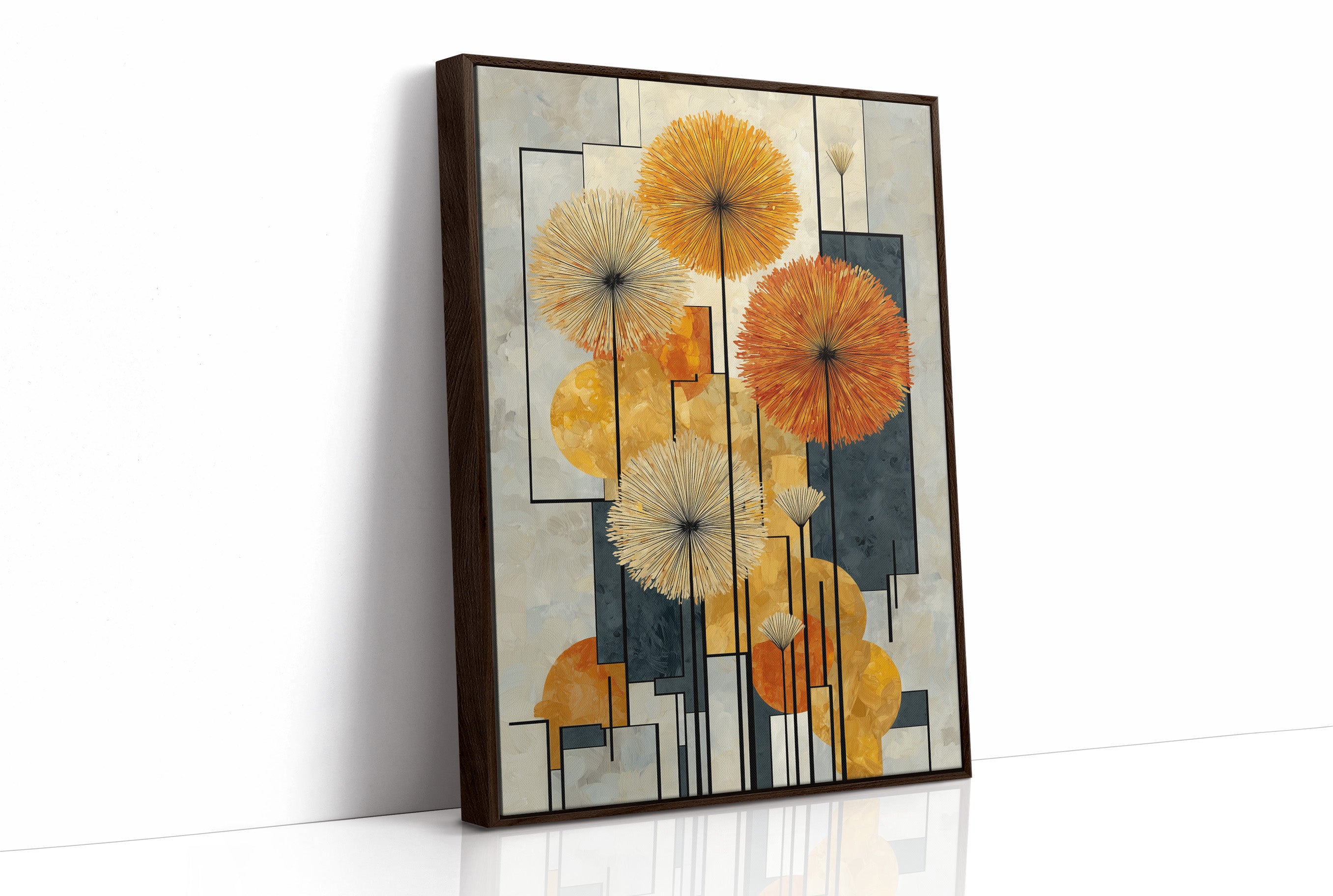 Sunbursts Dance Through Geometric Gardens