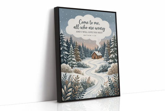 Come to Me, All Who Are Weary: Snowy Forest Cabin
