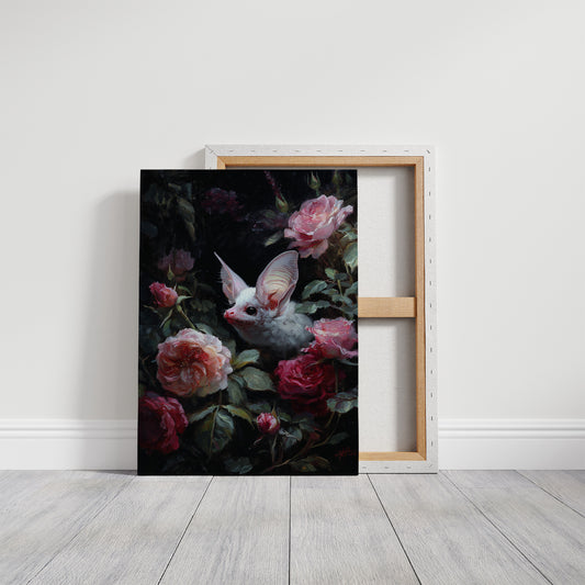 Pale Creature Among Blooming Roses