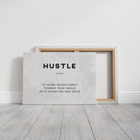 Hustle Definition Canvas Art | Bold Motivational Typography Print for Home Office, Gym or Entrepreneur Décor
