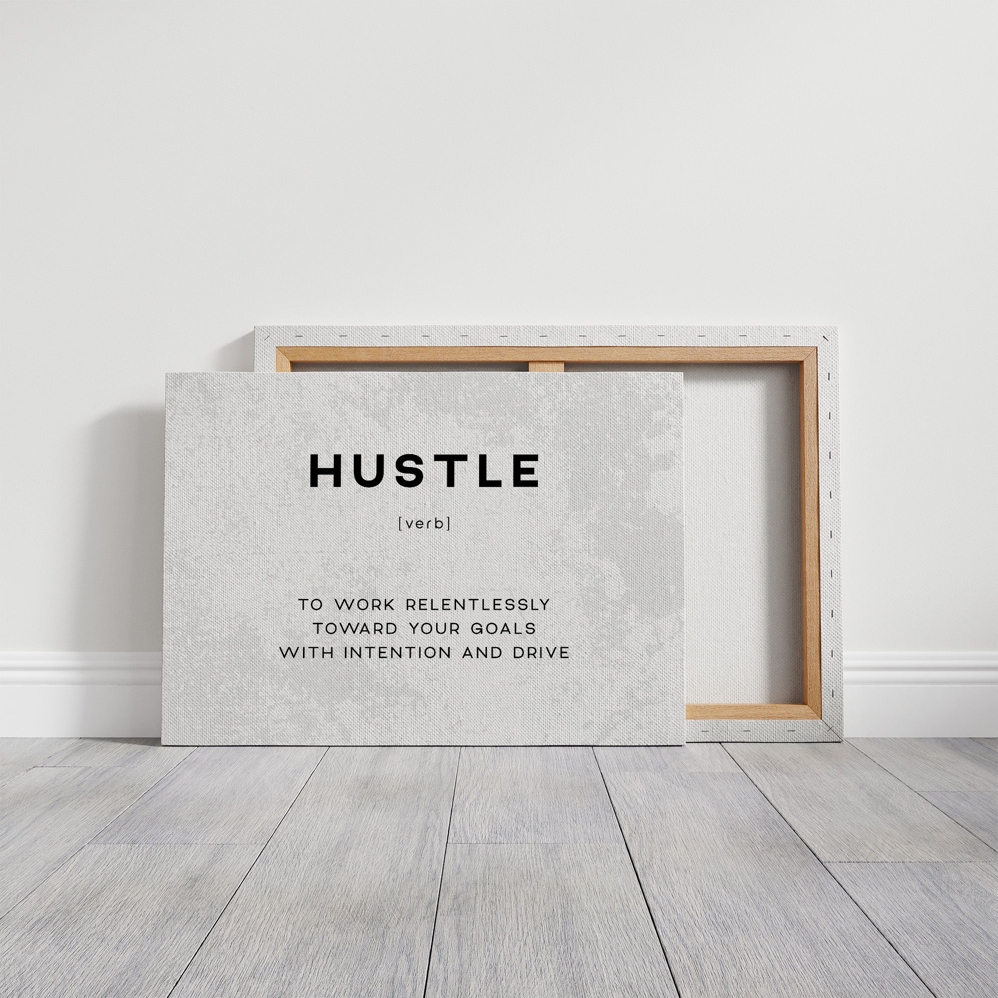 Hustle Definition Canvas Art | Bold Motivational Typography Print for Home Office, Gym or Entrepreneur Décor