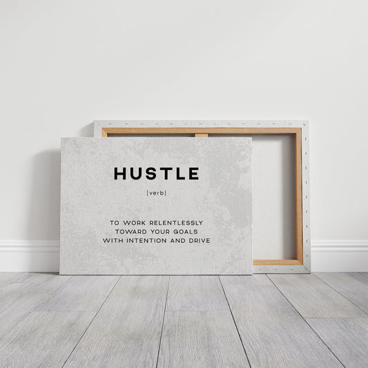 Hustle Definition Canvas Art | Bold Motivational Typography Print for Home Office, Gym or Entrepreneur Décor
