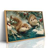 Two Otters, One Winter Stream