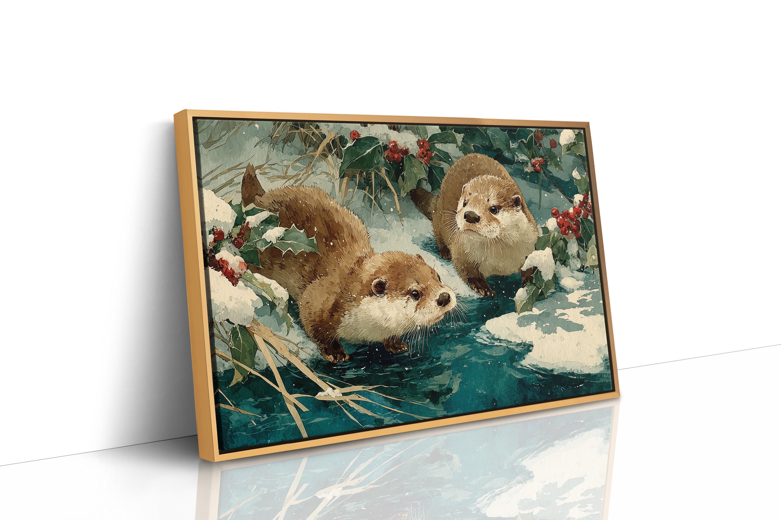 Two Otters, One Winter Stream