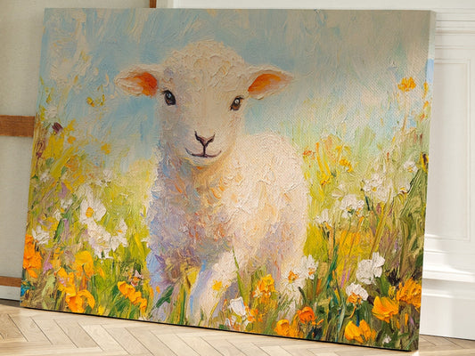 Spring Lamb Among Golden Meadows