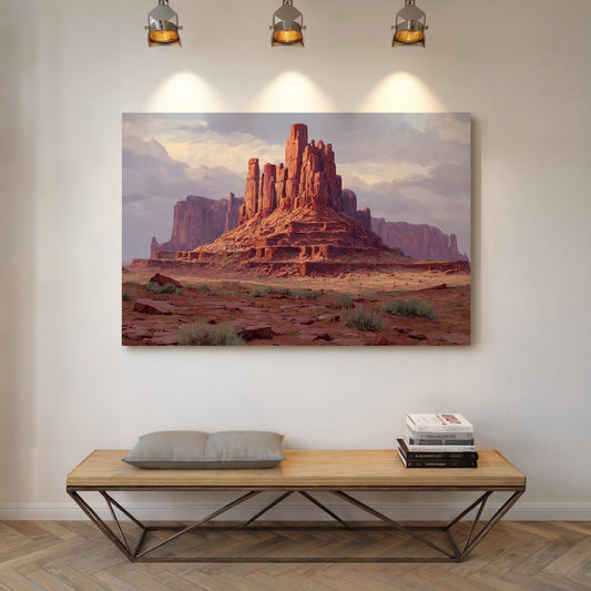 Red Towers Rise Through Purple Sky