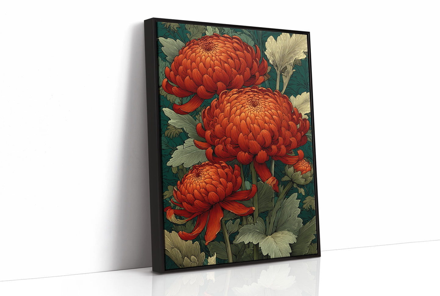 Chrysanthemums in Deep Jade