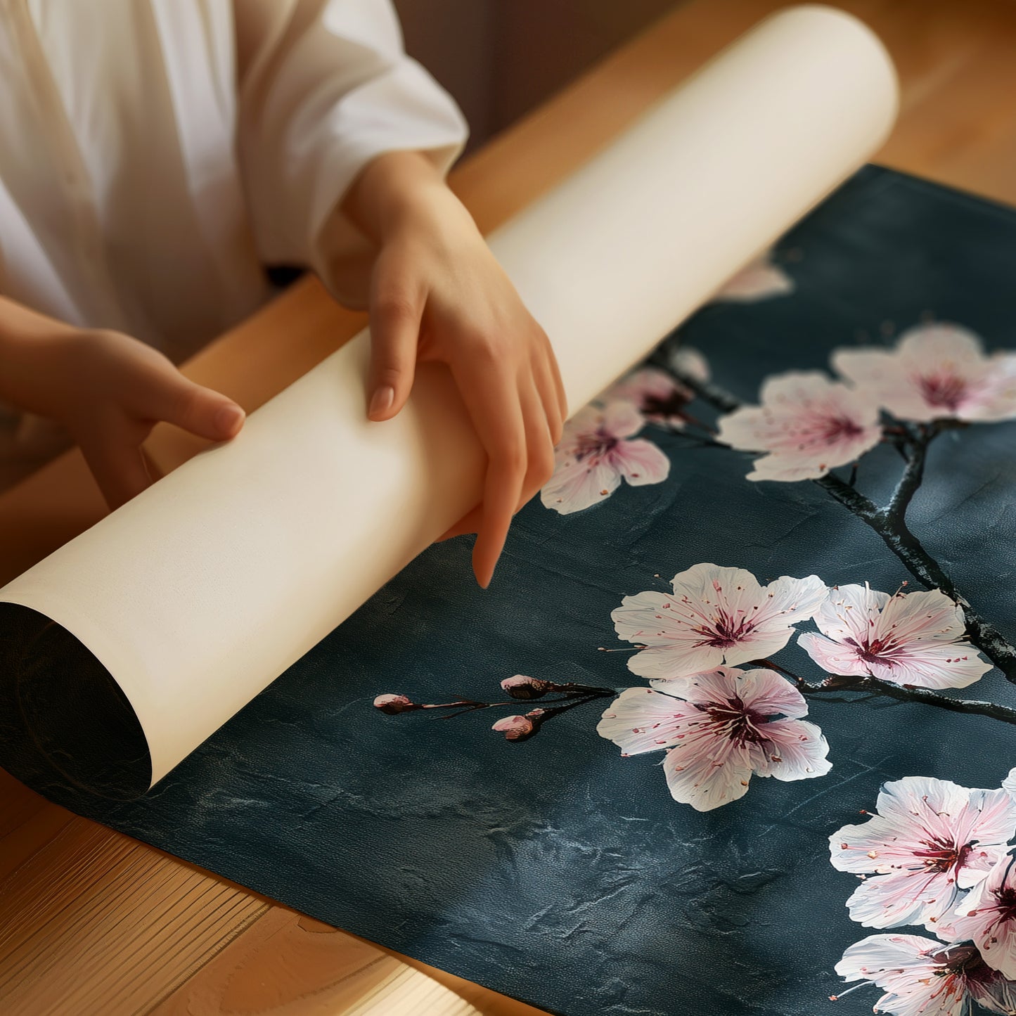 Realist Blossoms on Slate Grey