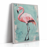 Flamingo Wall Art – Tropical Pink Bird Print, Boho Coastal Decor, Vibrant Animal Painting