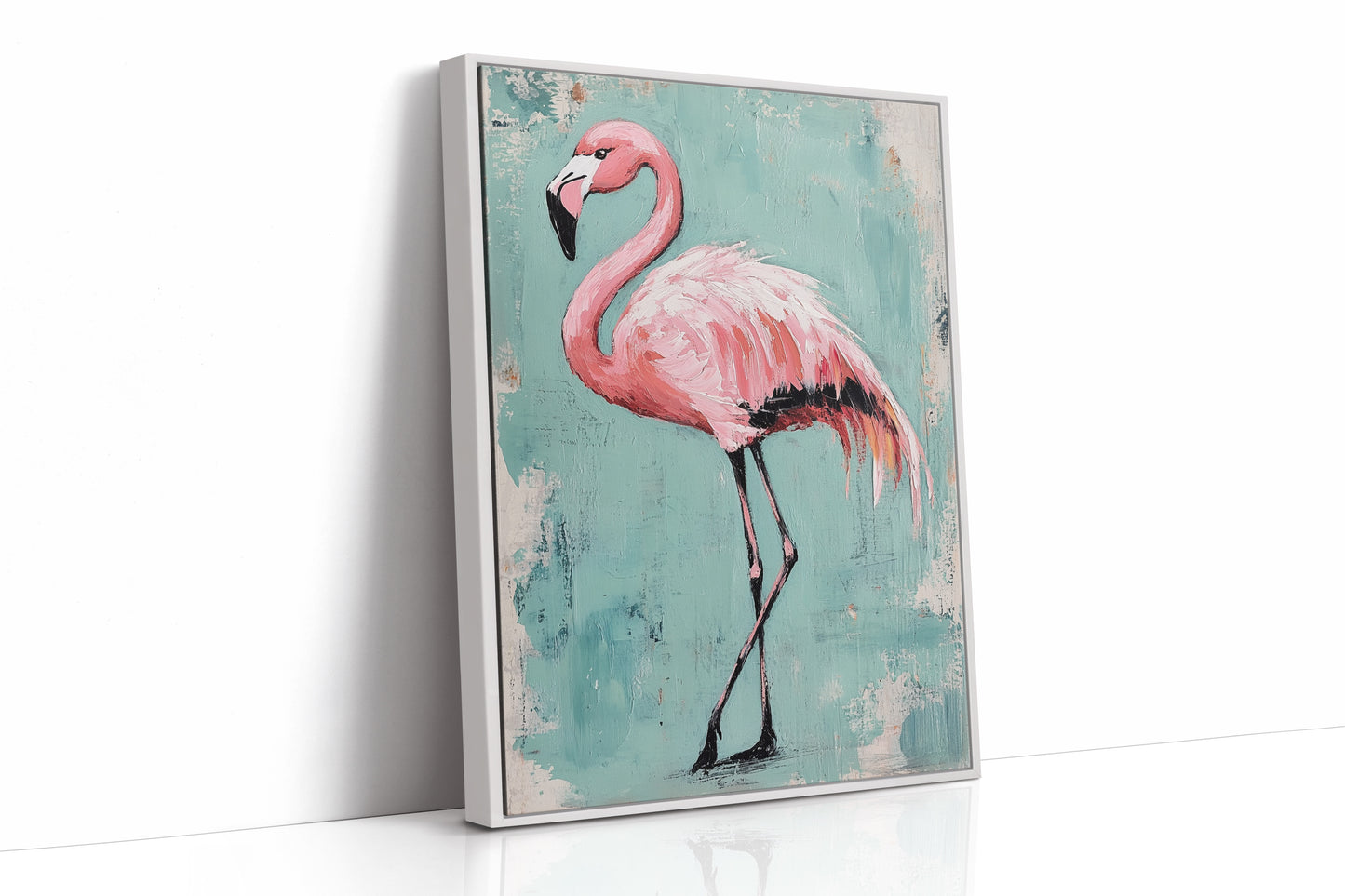 Flamingo Wall Art – Tropical Pink Bird Print, Boho Coastal Decor, Vibrant Animal Painting