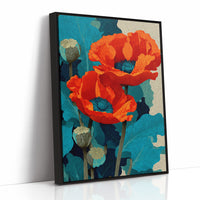 Poppies on Teal and Dust