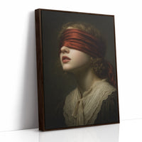 Crimson Blindfold Against Lace Collar
