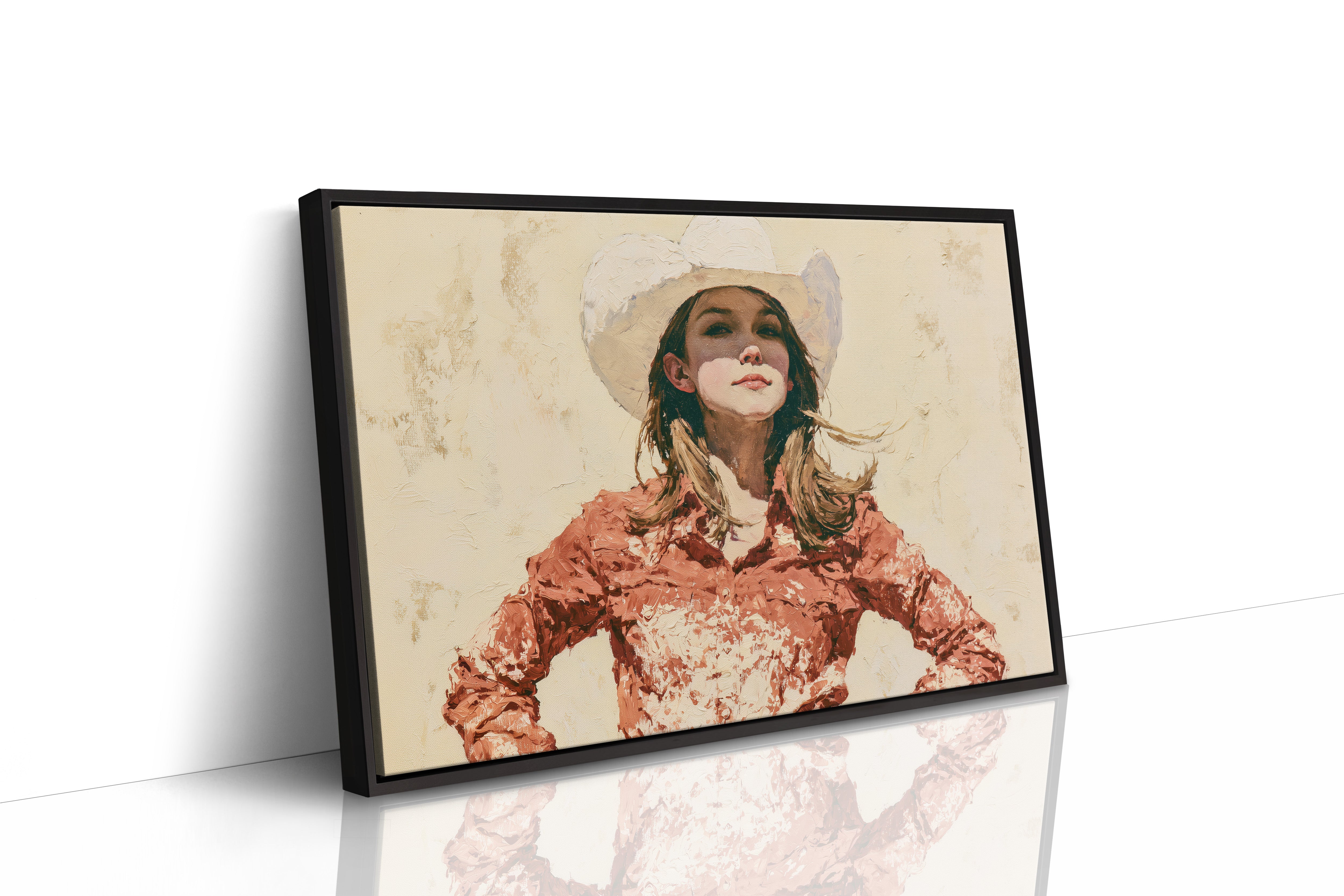 Confident Gaze, Coral Western Shirt