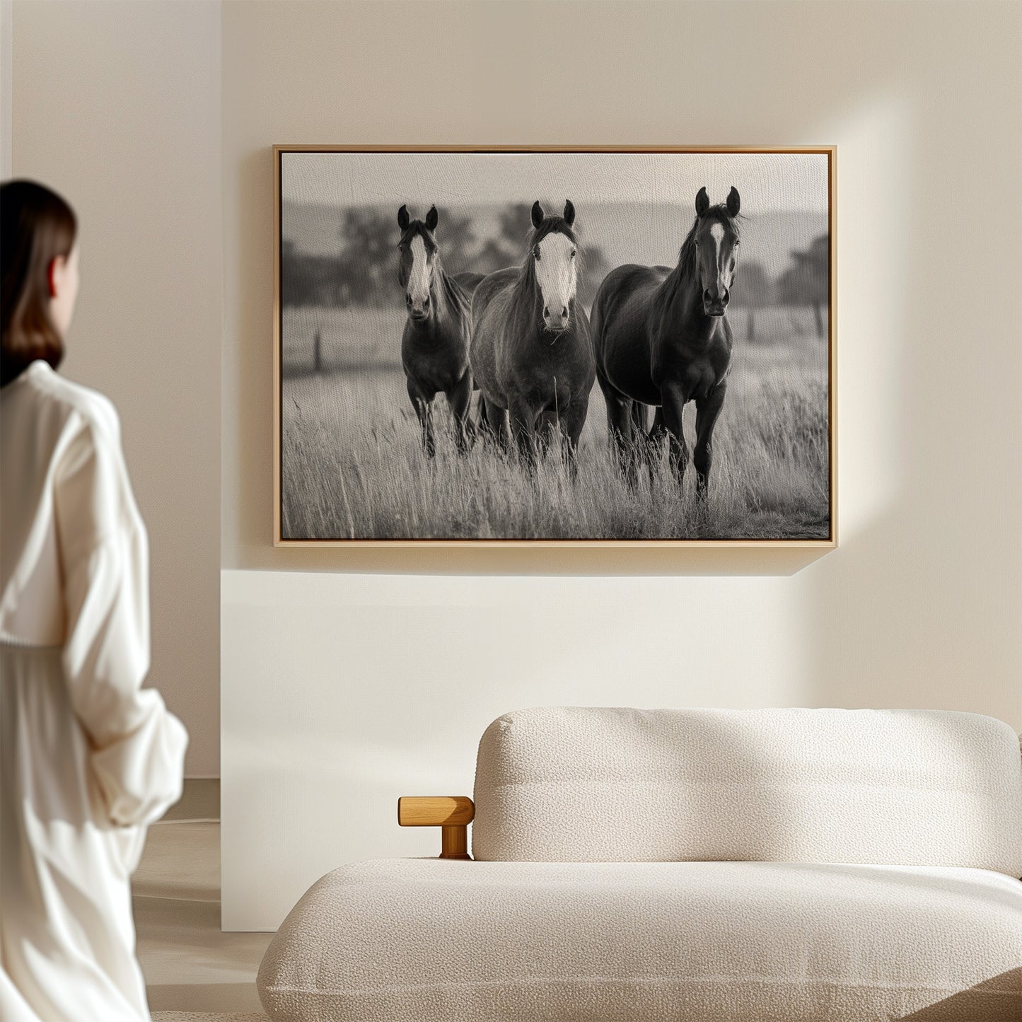 Three Mares Stand Among Prairie Grass