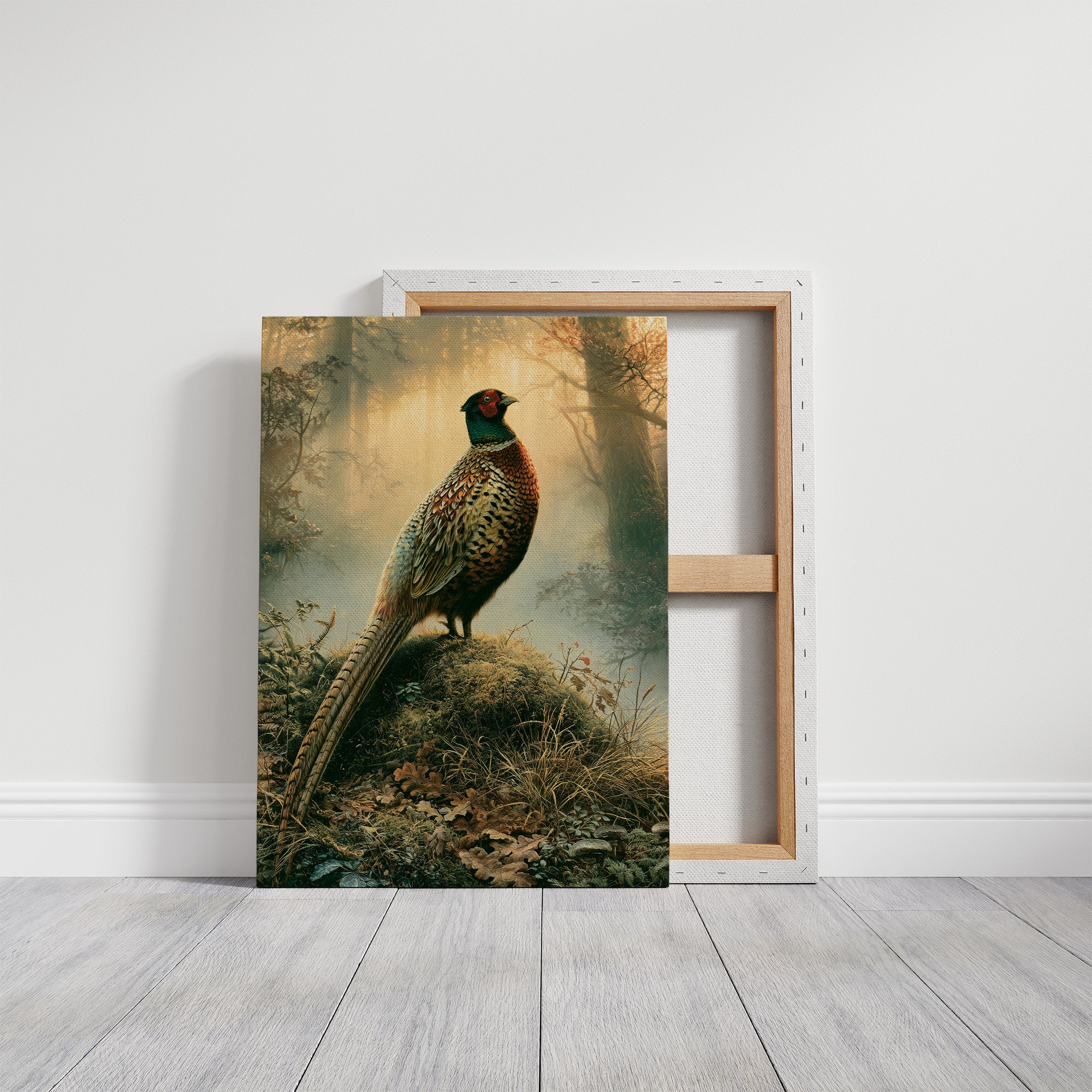 Pheasant at Dawn — Golden Mist Autumn Painting