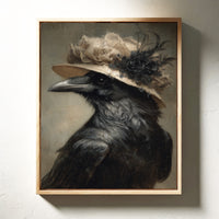 Regal Raven in a Floral Hat