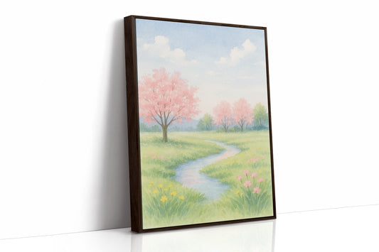Spring Stream and Blossom Path