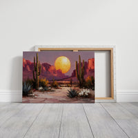 Saguaros Dance Under Golden Moonrise
