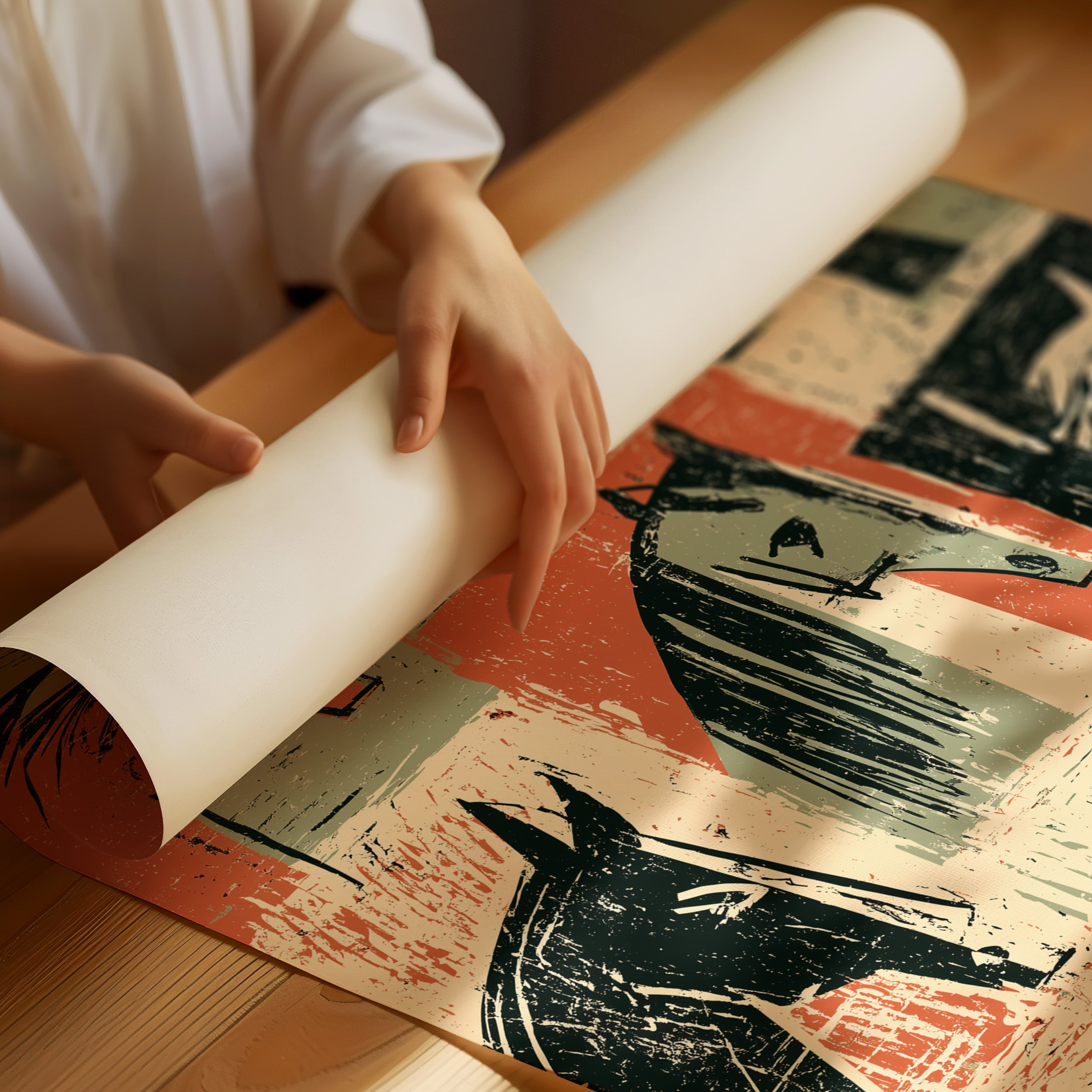 Horse Heads Block Print Grid