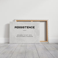 Persistence Definition Canvas Art | Bold Motivational Typography Print for Home Office, Gym or Entrepreneur Décor