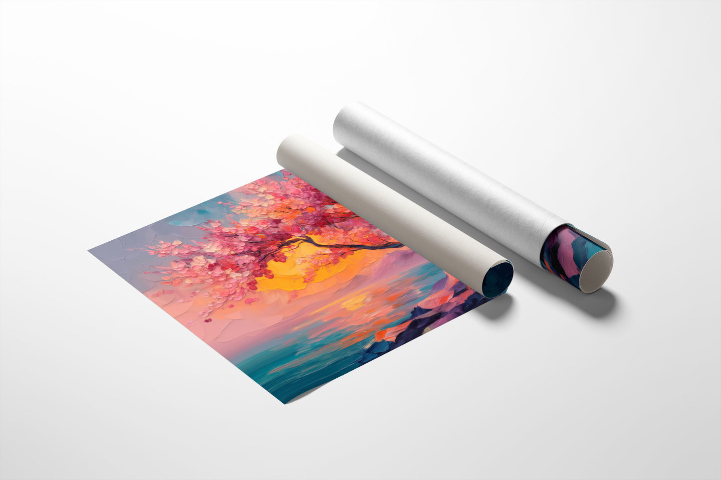 Cherry Blossoms Paint The Ocean Sunset