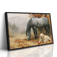 Grey Mare and Golden Retriever, Autumn