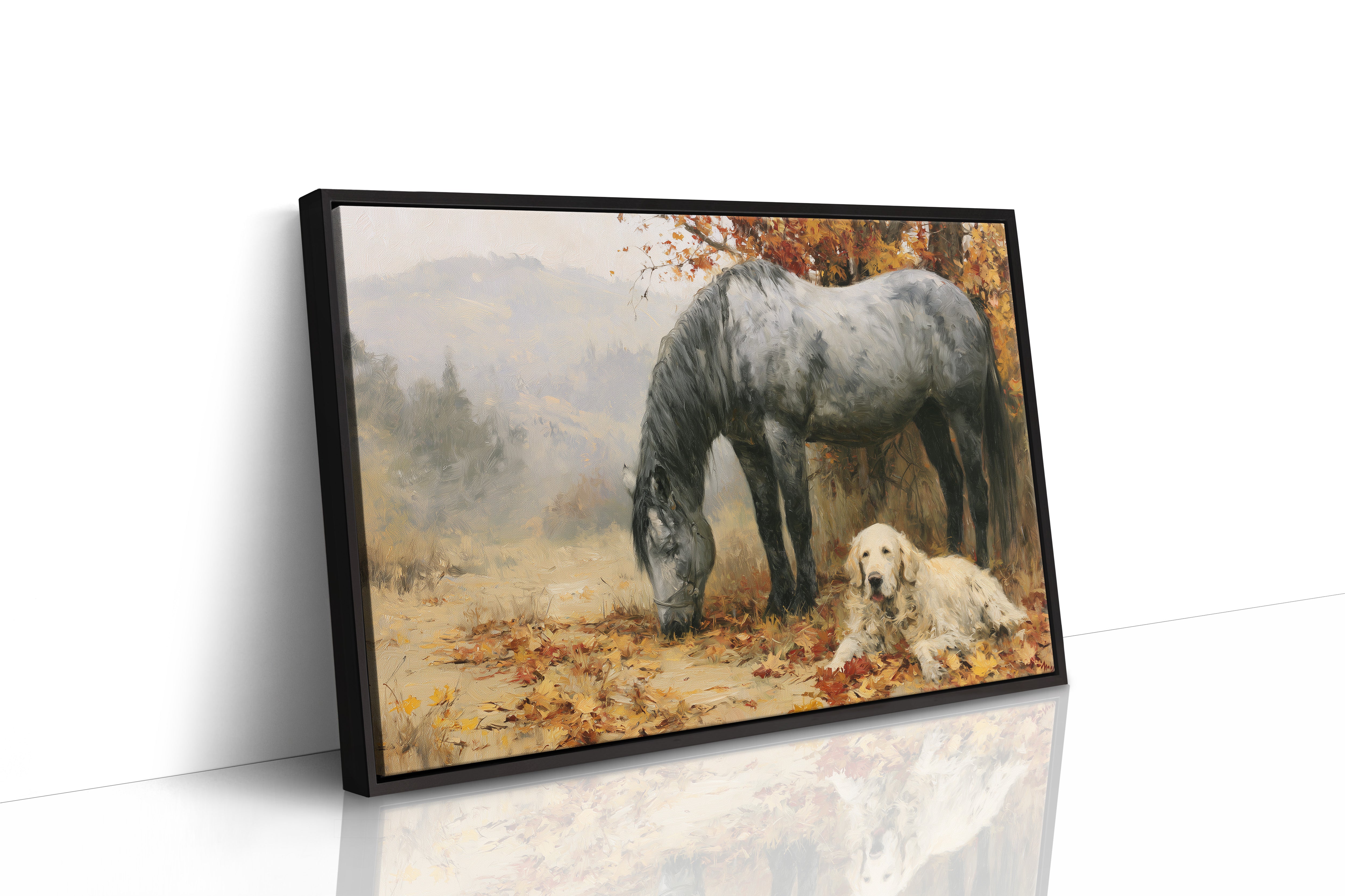 Grey Mare and Golden Retriever, Autumn
