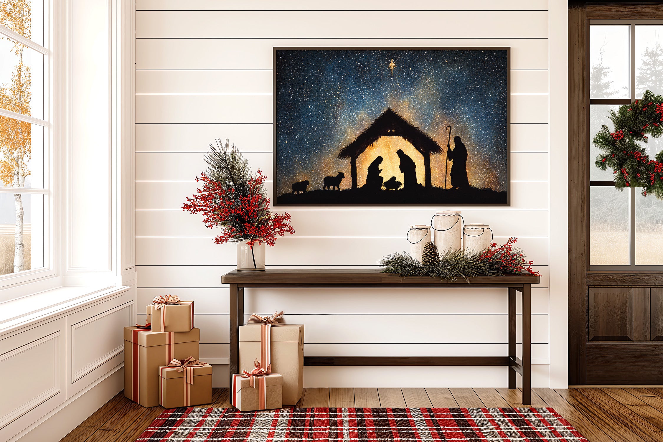 Starlit Manger Under Bethlehem Sky