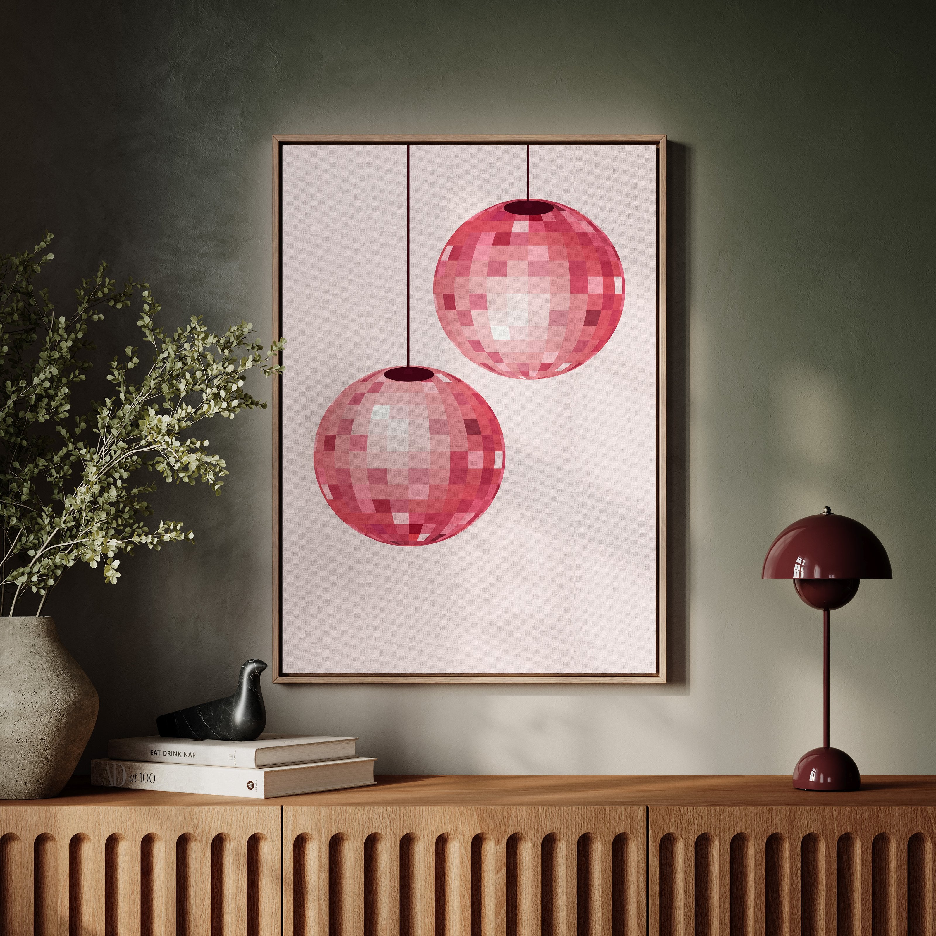 Rose Disco Spheres Catch Morning Light