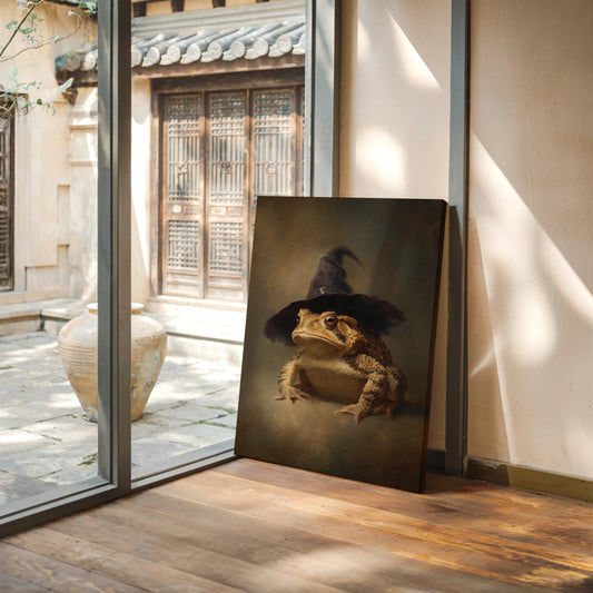 Charming Toad Witch Portrait - Whimsical Animal Art - Gallery Canvas image 1