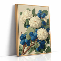 Cream Blossoms Among the Blue Plums