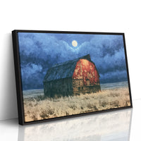 Old Red Barn Under Moonlight