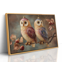 Glass Owls on a Winter Branch