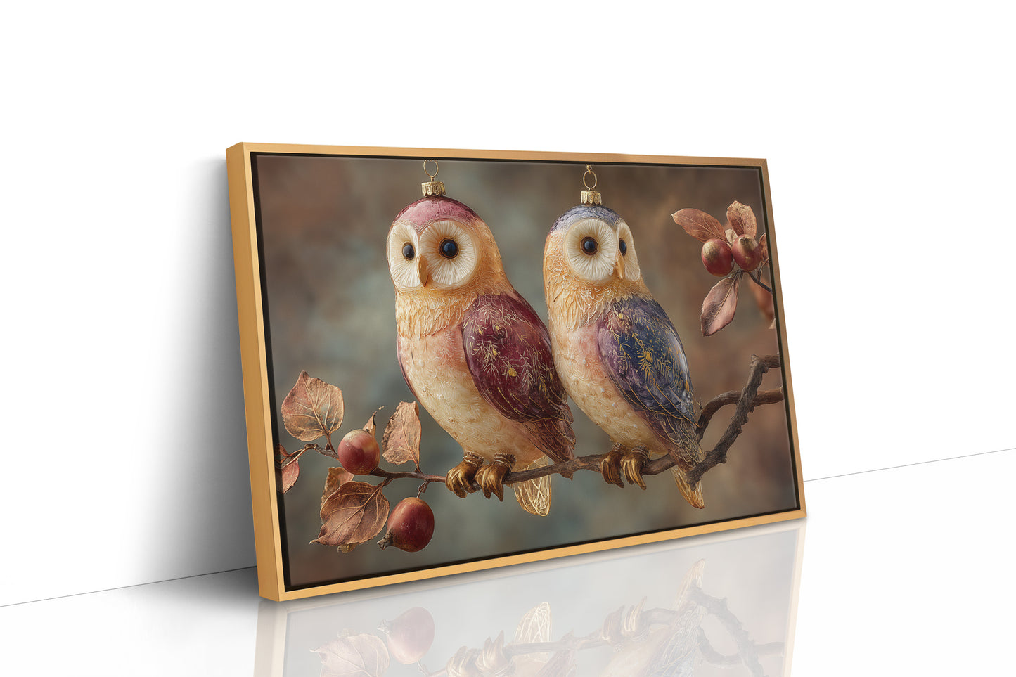 Glass Owls on a Winter Branch
