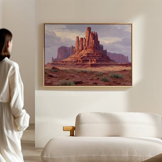 Red Towers Rise Through Purple Sky