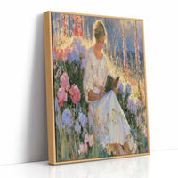 Reading Girl In Sunlit Garden