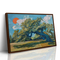 Ancient Oak Bends Toward Sunset