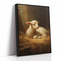 Innocent Lamb Rests in Golden Straw