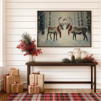Winter Reindeer Share Crimson Scarves