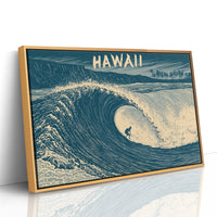 Hawaii Barrel Wave Woodcut