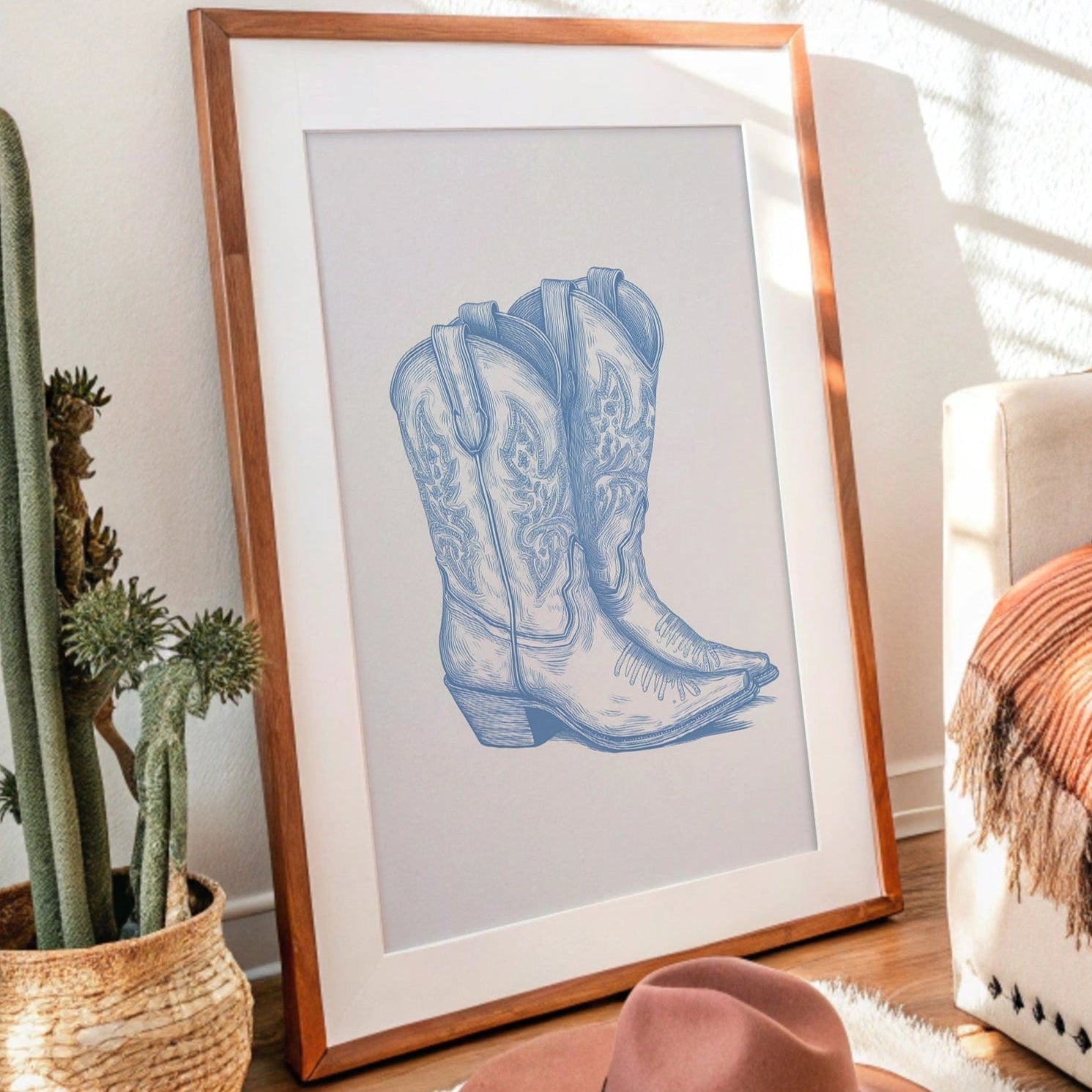 Vintage Western Heritage - Hand-Drawn Cowboy Boots