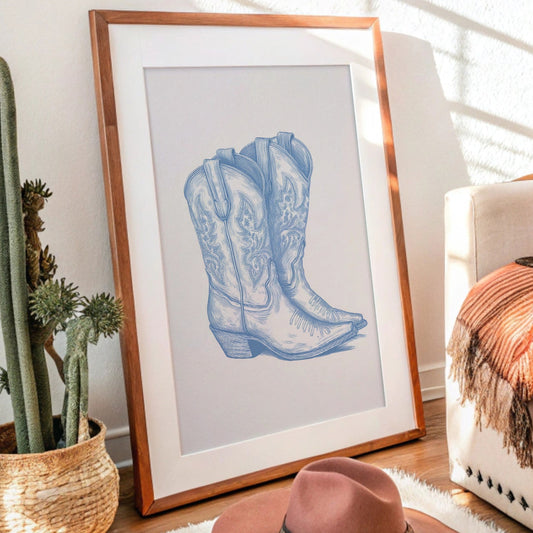 Vintage Western Heritage - Hand-Drawn Cowboy Boots