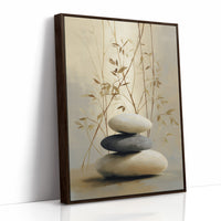 Stones Rest Among Bamboo Leaves