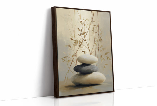 Stones Rest Among Bamboo Leaves