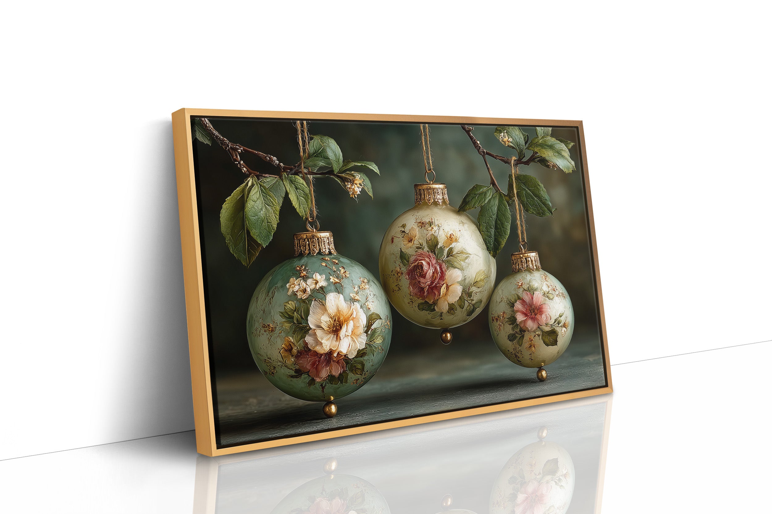 Sage Ornaments Painted With Roses