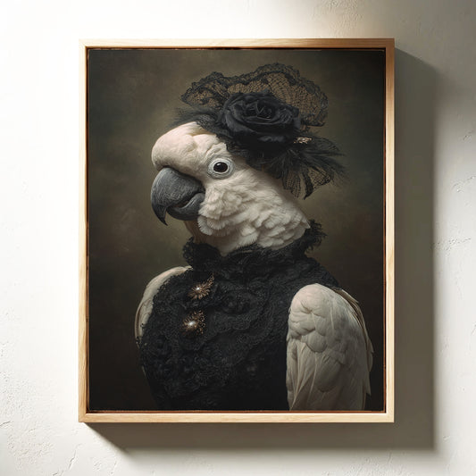 Regal Cockatoo in Lace Attire