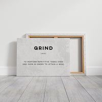 Grind Definition Canvas Art | Bold Motivational Typography Print for Home Office, Gym or Entrepreneur Décor