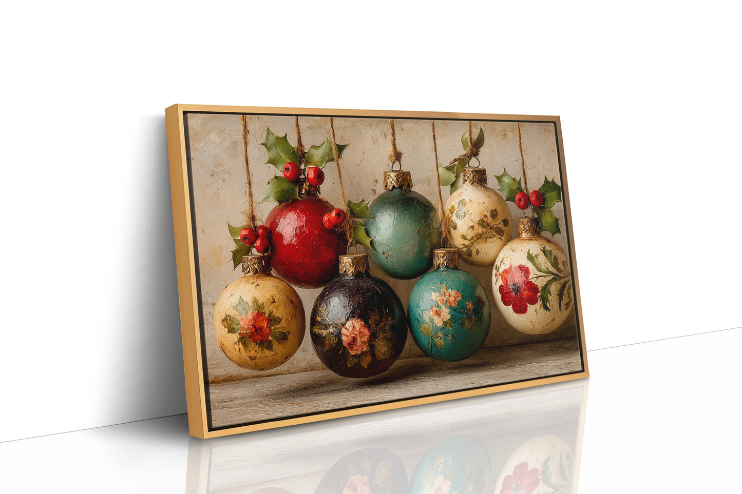 Holly Berries and Painted Baubles