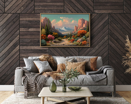 Saguaros Dance Between Pink Cliffs